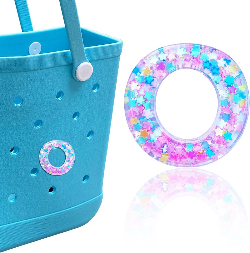 HLUWA Letter Charms for Bogg Bag, Alphabet Pink Star Sequin Lettering Accessories Charms for Bogg and Simply Southern Bag, Insert Decorative Letters Charm for Handbag Beach Tote Bag. - Image 1